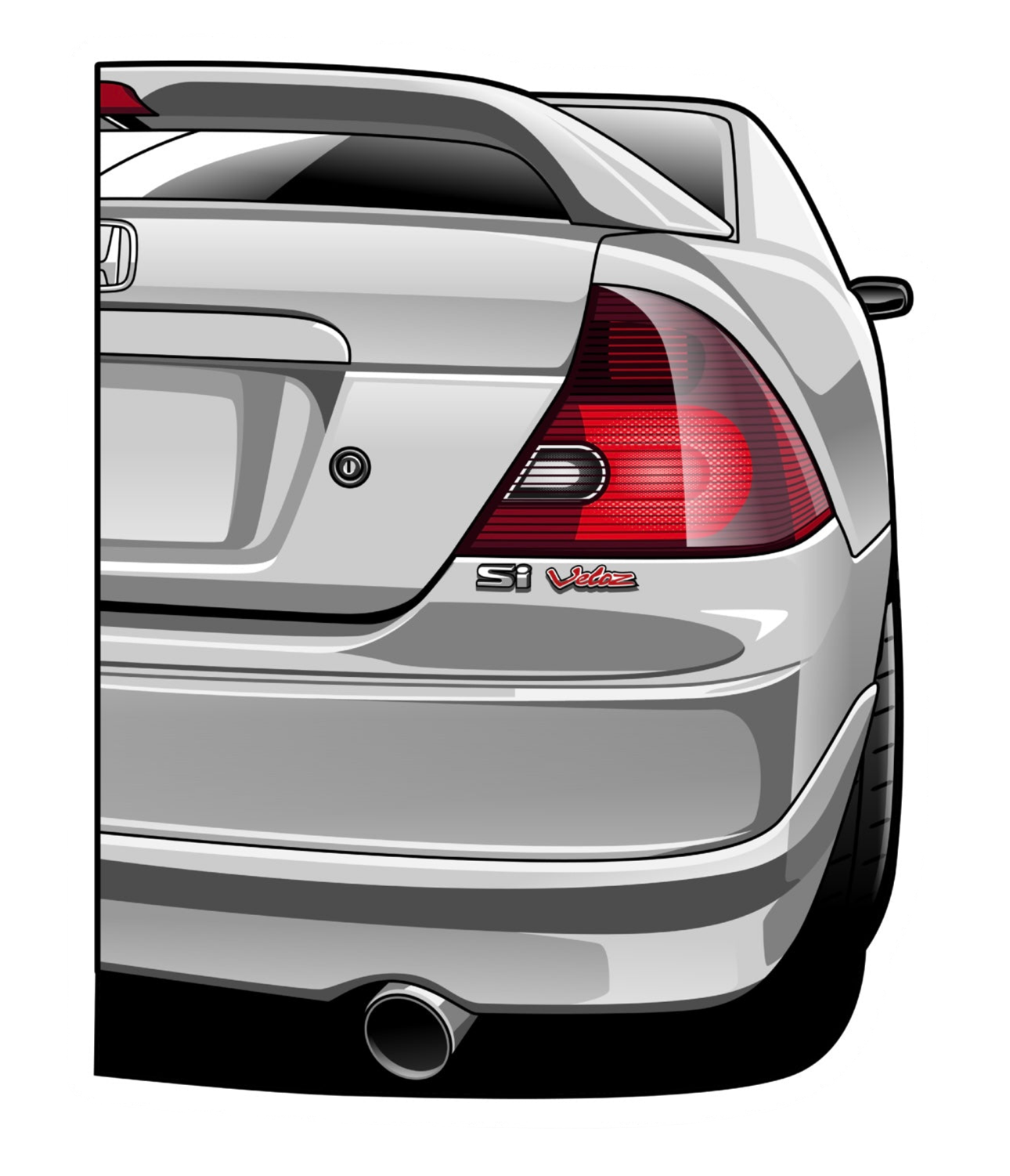 2002 Honda Civic Sticker(Rear Profile)